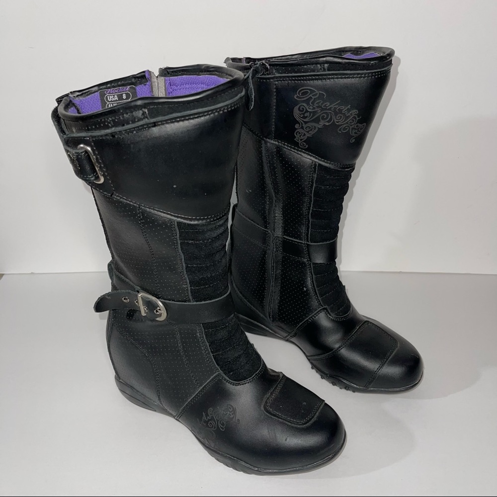 Joe Rocket Heartbreaker Leather Woman Street Motorcycle Boots Black Pick Size 8